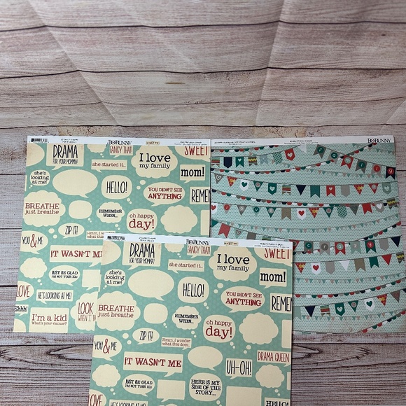 Bo Bunny "Family Is" 12x12 Scrapbook Paper - 22 Sheets with Bonus Brads - Picture 3 of 11